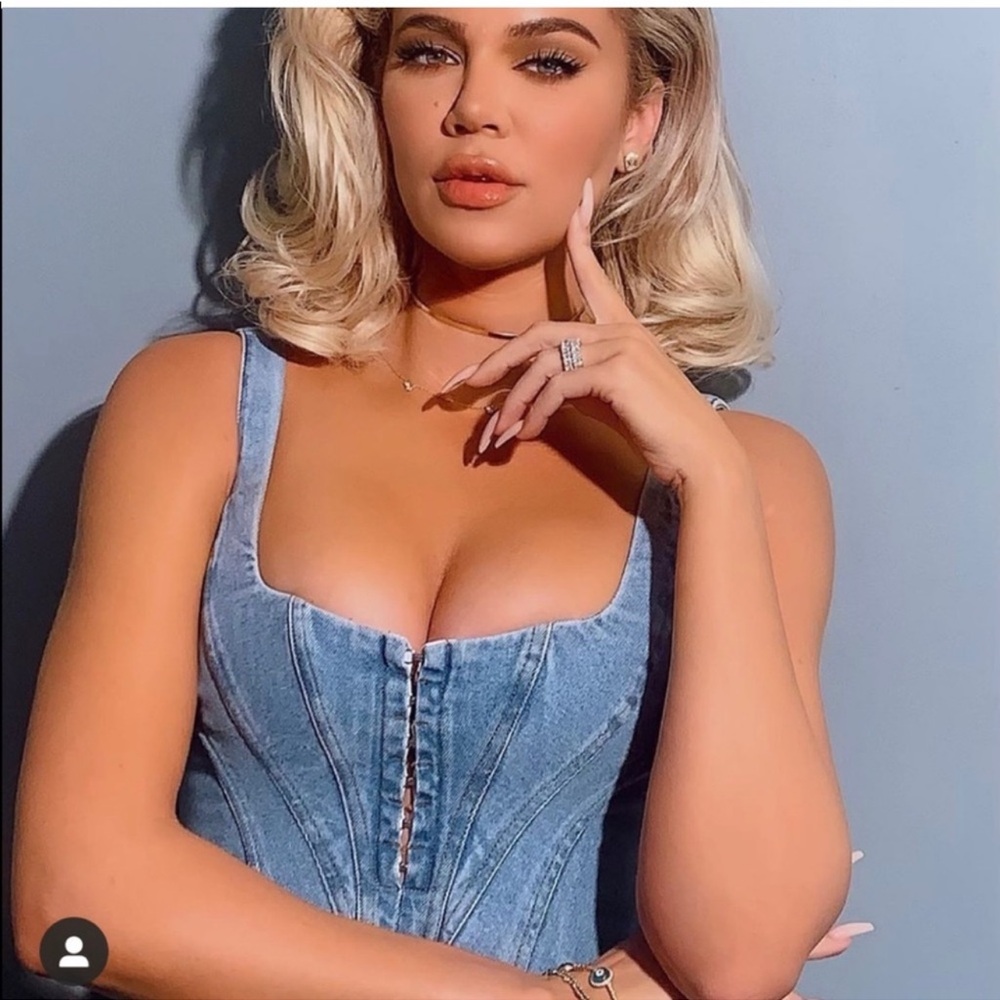 House of CB Light Blue Denim Corset Crop Top